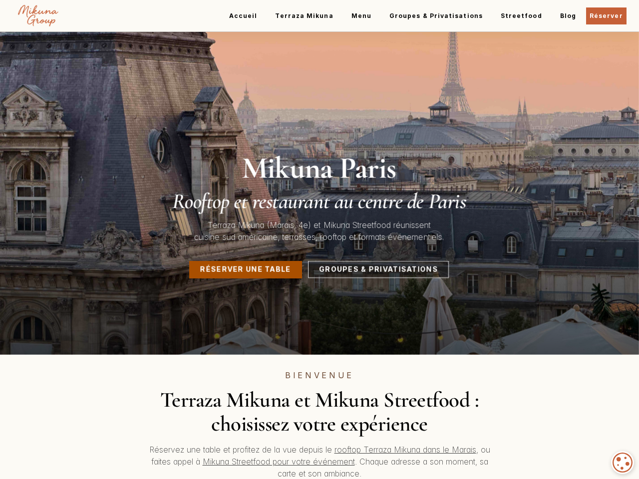 Exemple de site vitrine conçu pour un rooftop à Paris